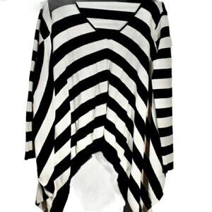 Women's Millau Navy Blue White Stripe Over-Sized Sweater L